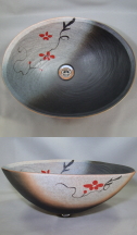 JH-006 赤小花楕円手洗い器 手洗鉢 信楽焼 陶器 ちっちゃな壱番星