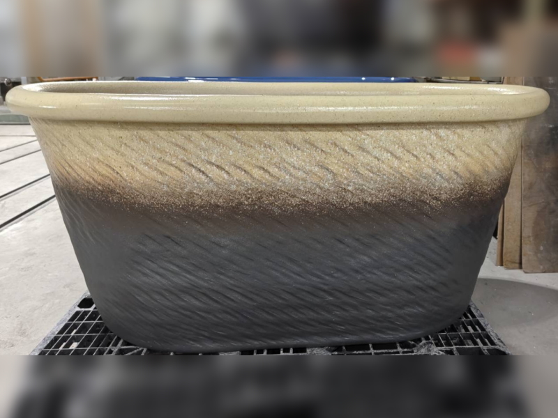 信楽焼　陶器　風呂　W1300 陶器風呂 小判型 制作 製作　販売 注文　激安　　製造　窯元