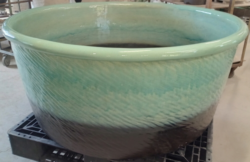 信楽焼　陶器風呂丸型φ1400×H600 陶器 風呂 信楽焼 丸型 おわん型 制作 販売 注文