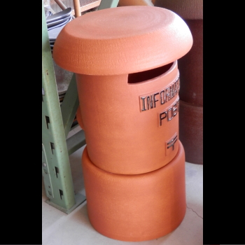 POST-FR-01 名入れ　陶製レトロポスト（火色）　23号　郵便　陶器　販売　名入れ　文字入れ