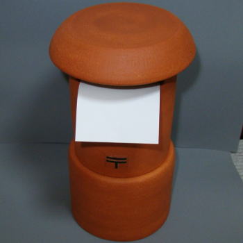 POST-FR-01 　　文字入れ　陶製レトロポスト（火色）　23号　郵便　陶器　販売　名入れ　文字入れ